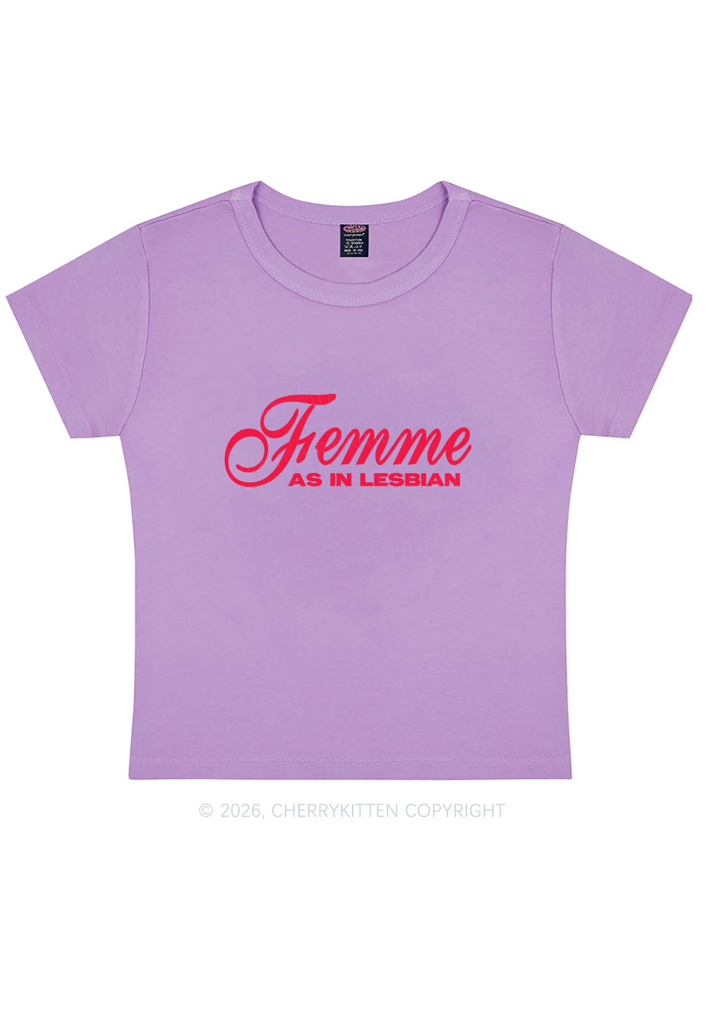 Femme As In Lesbian Pride Y2K Baby Tee Cherrykitten