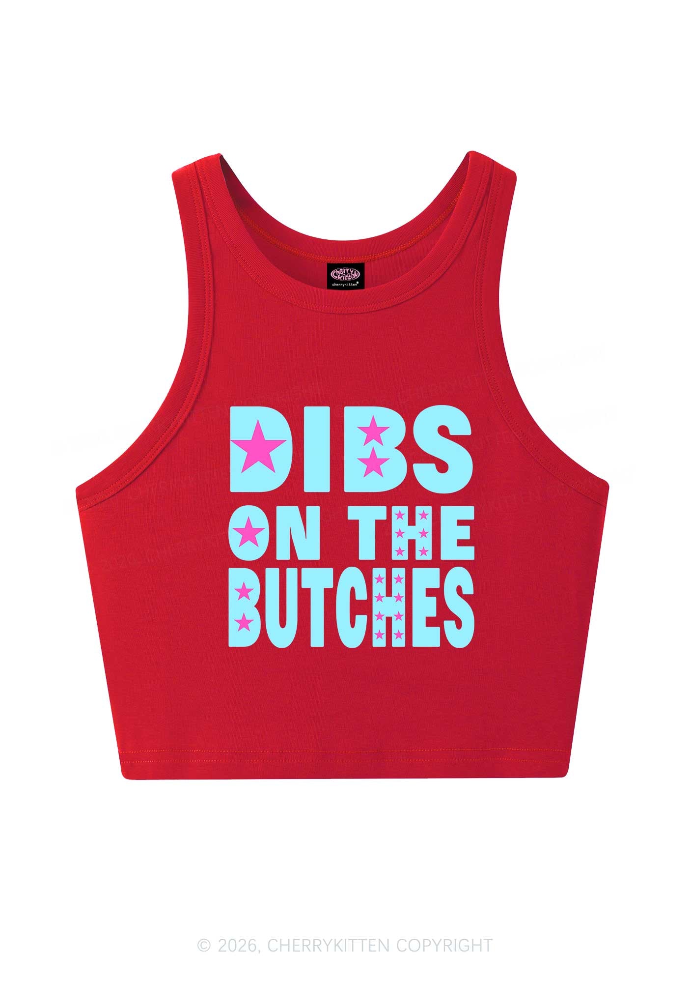 Dibs On The Butches Pride Y2K Crop Tank Top Cherrykitten