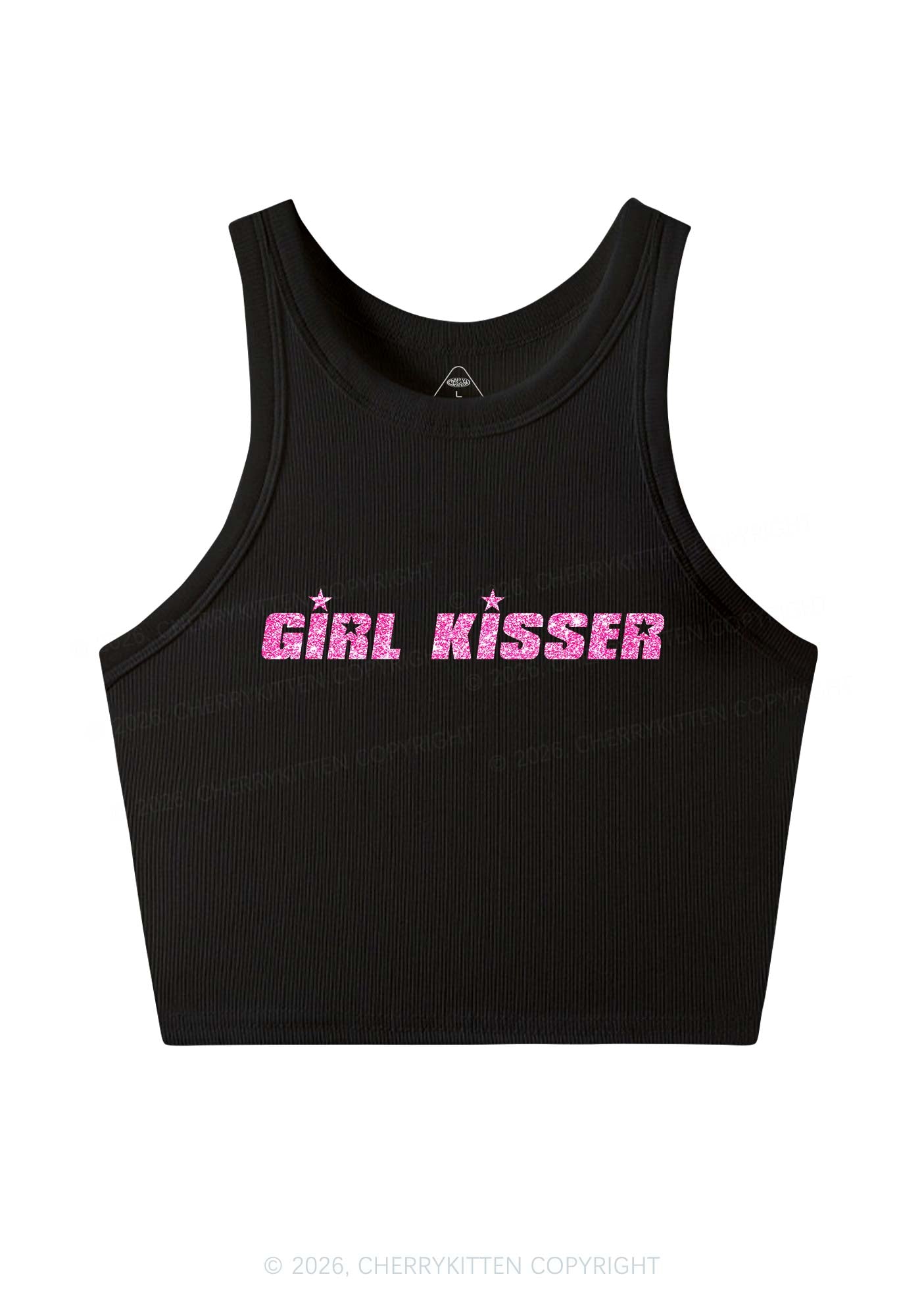 Glitter Girl Kisser Pride Y2K Crop Tank Top Cherrykitten