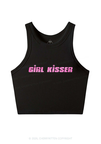 Glitter Girl Kisser Pride Y2K Crop Tank Top Cherrykitten
