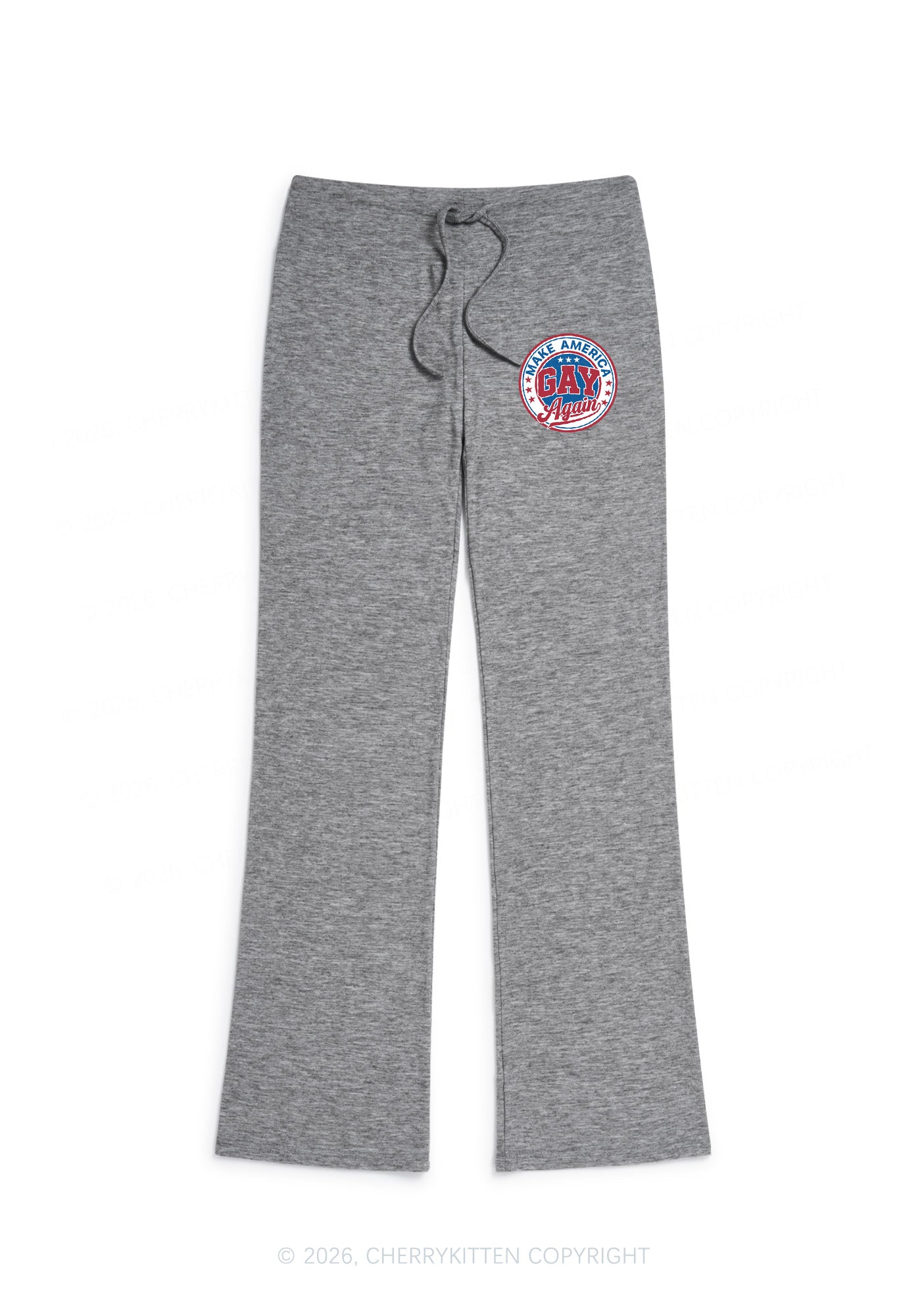 Make America Gay Again Pride Y2K Low Rise Drawstring Flare Pants Cherrykitten