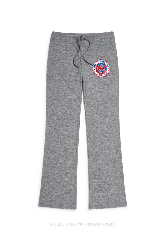 Make America Gay Again Pride Y2K Low Rise Drawstring Flare Pants Cherrykitten