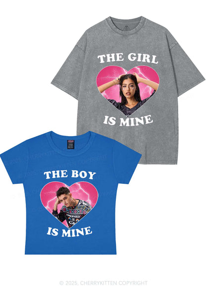 Custom Boy Girl Is Mine Y2K Valentine's Day Couple Shirt Cherrykitten