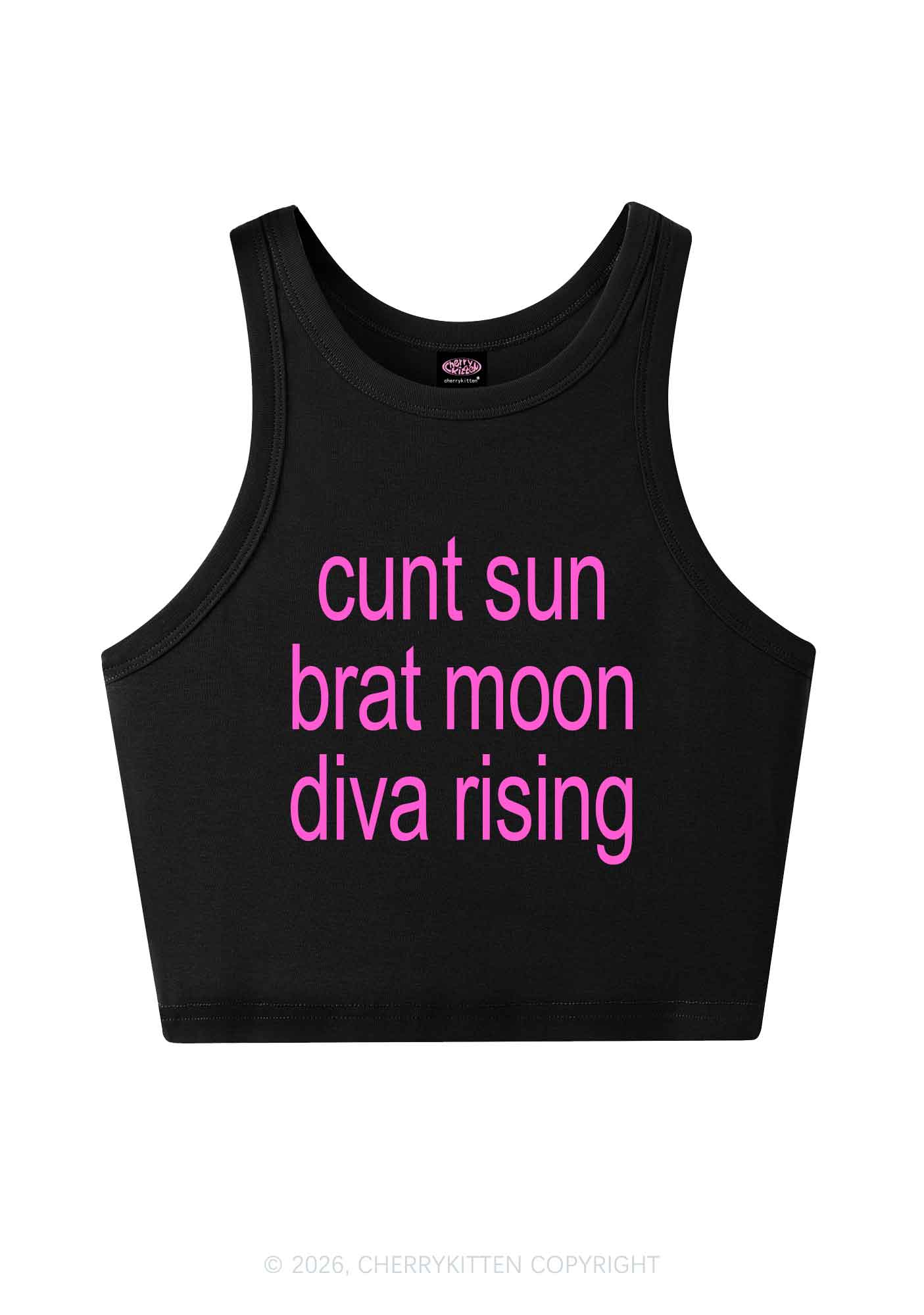 Cxxt Sun Brat Moon Diva Rising Y2K Crop Tank Top Cherrykitten