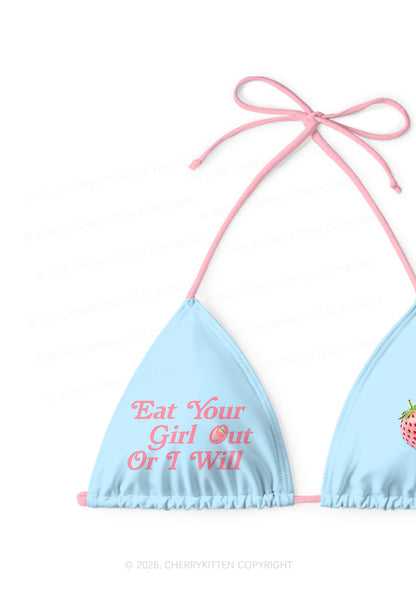 Eat Your Girl Out Strawberry Pride Y2K Print Bikini Set Cherrykitten