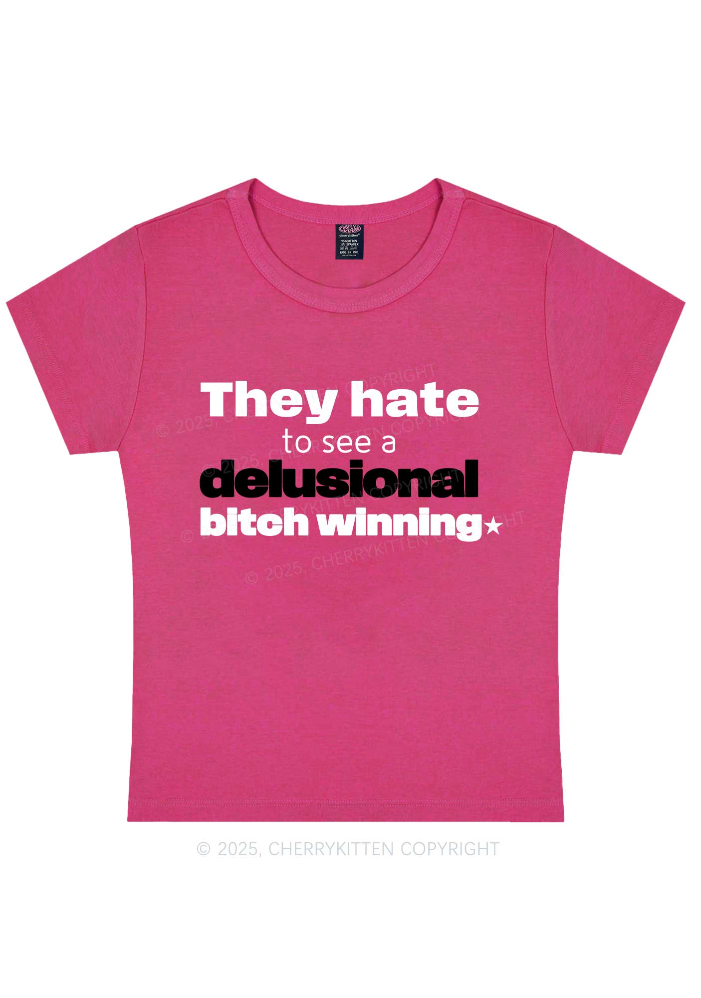 Delusional Bxtch Winning Y2K Baby Tee Cherrykitten