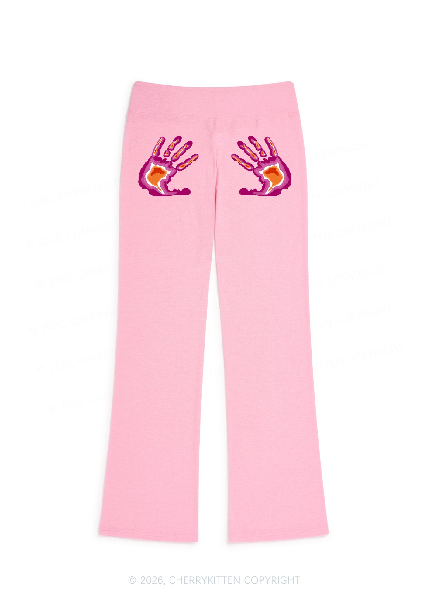 Lesbian Thermal Hands Pride Y2K Low Rise Drawstring Flare Pants Cherrykitten