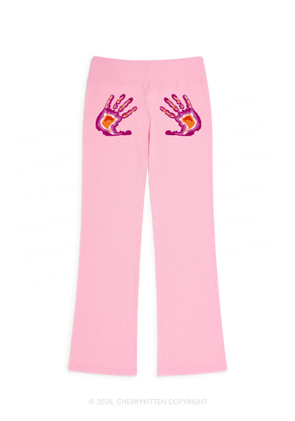 Lesbian Thermal Hands Pride Y2K Low Rise Drawstring Flare Pants Cherrykitten
