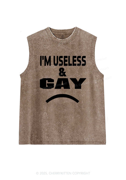 Useless Gay Pride Y2K Washed Muscle Tank Cherrykitten
