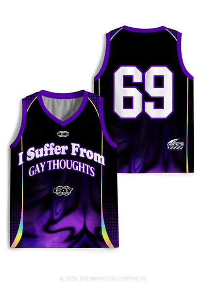 Purple Suffer From Gay Thoughts Pride Y2K Sport Jersey Tank Cherrykitten