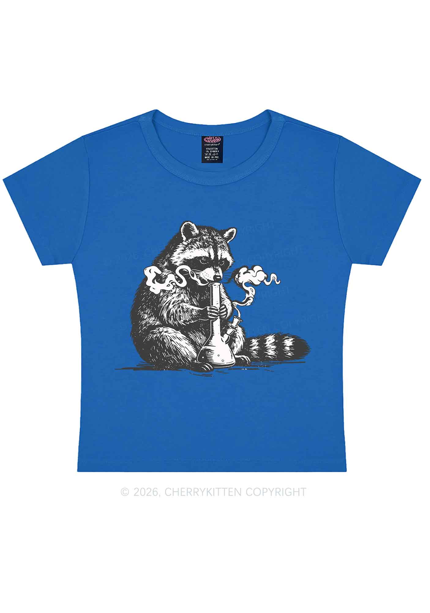 Stoned Raccoon Y2K Baby Tee Cherrykitten