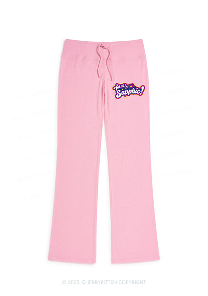 Totally Sapphic Pride Y2K Low Rise Drawstring Flare Pants Cherrykitten