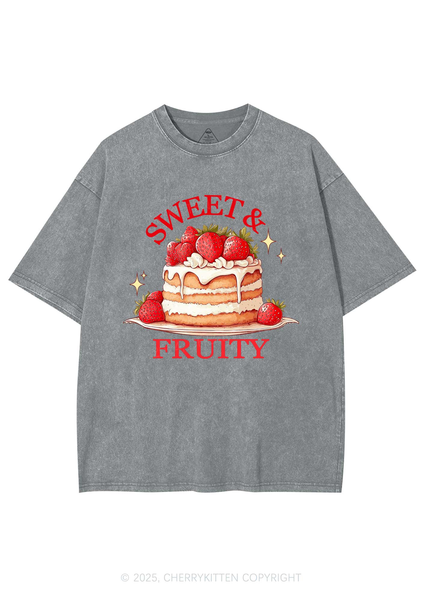 Sweet And Fruity Cake Y2K Shirts Washed Tee Cherrykitten