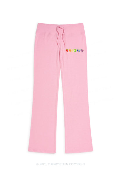 Six Fruity Pride Y2K Low Rise Drawstring Flare Pants Cherrykitten