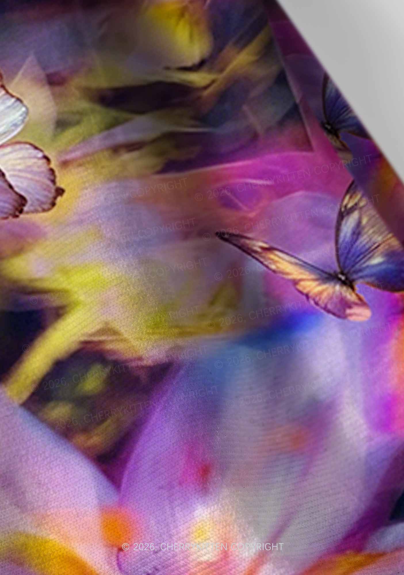 Purple Floral Butterfly Y2K Print Headband Cherrykitten