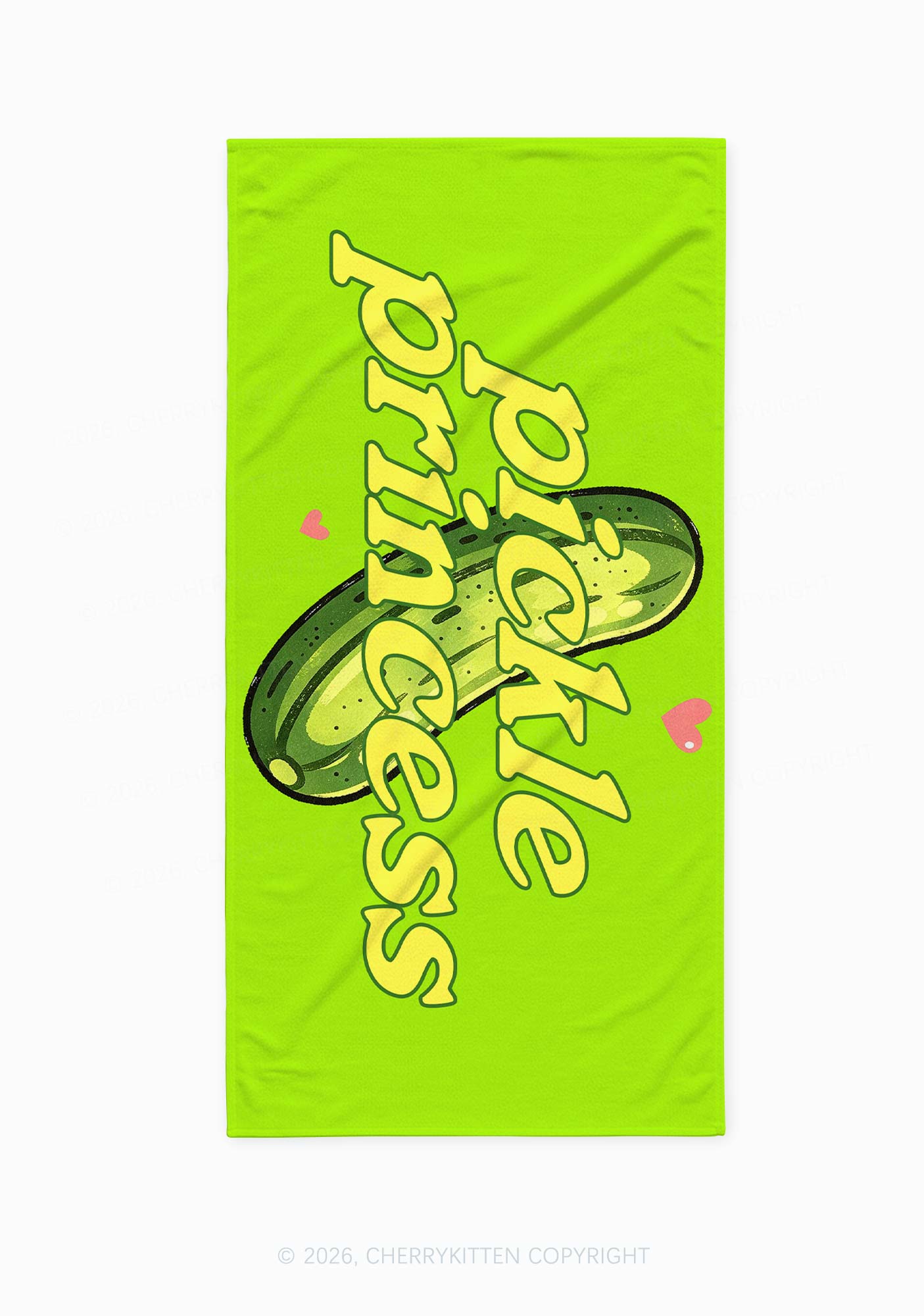 Green Pickle Princess Y2K Beach Towel Cherrykitten