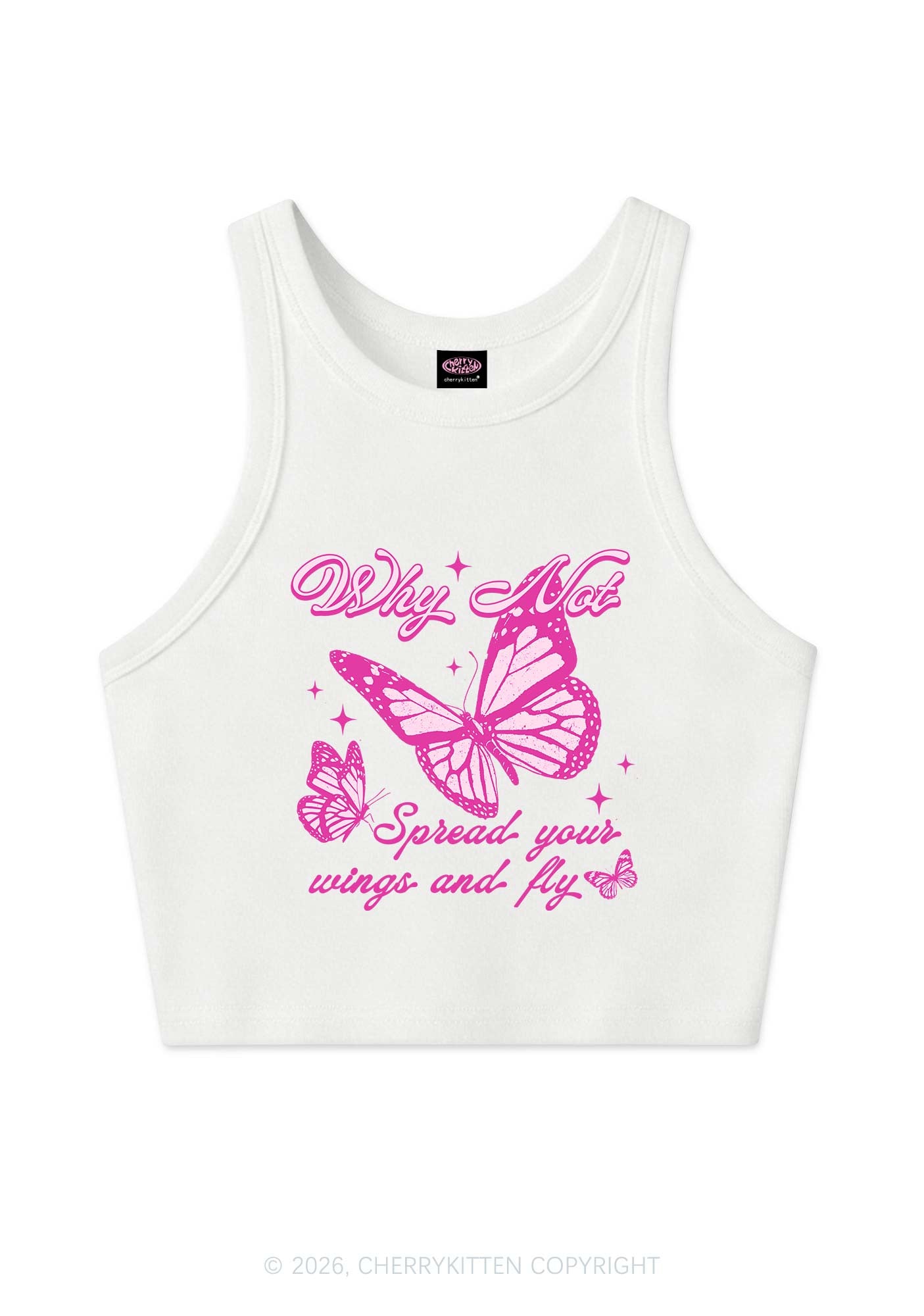 Spread Your Wings And Fly Y2K Crop Tank Top Cherrykitten