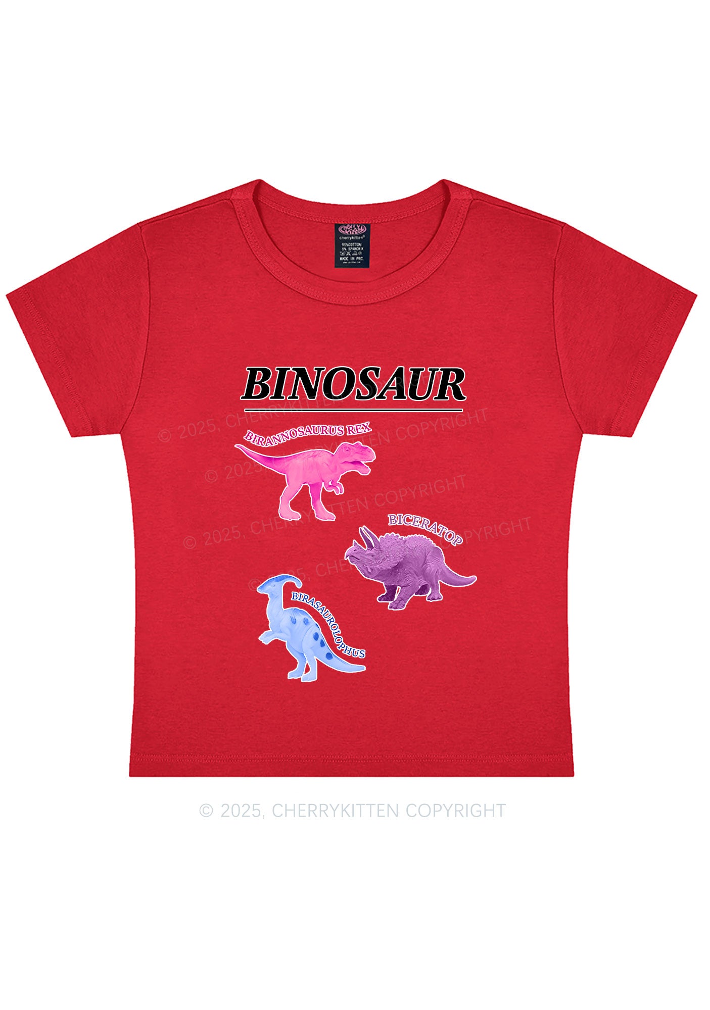Binosaur Pride Y2K Baby Tee Cherrykitten