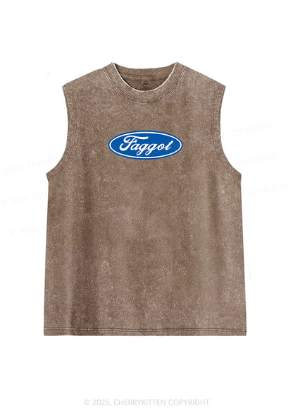 Faggot Pride Y2K Washed Muscle Tank Cherrykitten