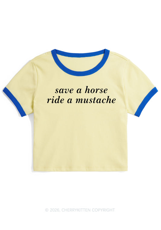 Ride A Mustache Y2K Ringer Tee Cherrykitten