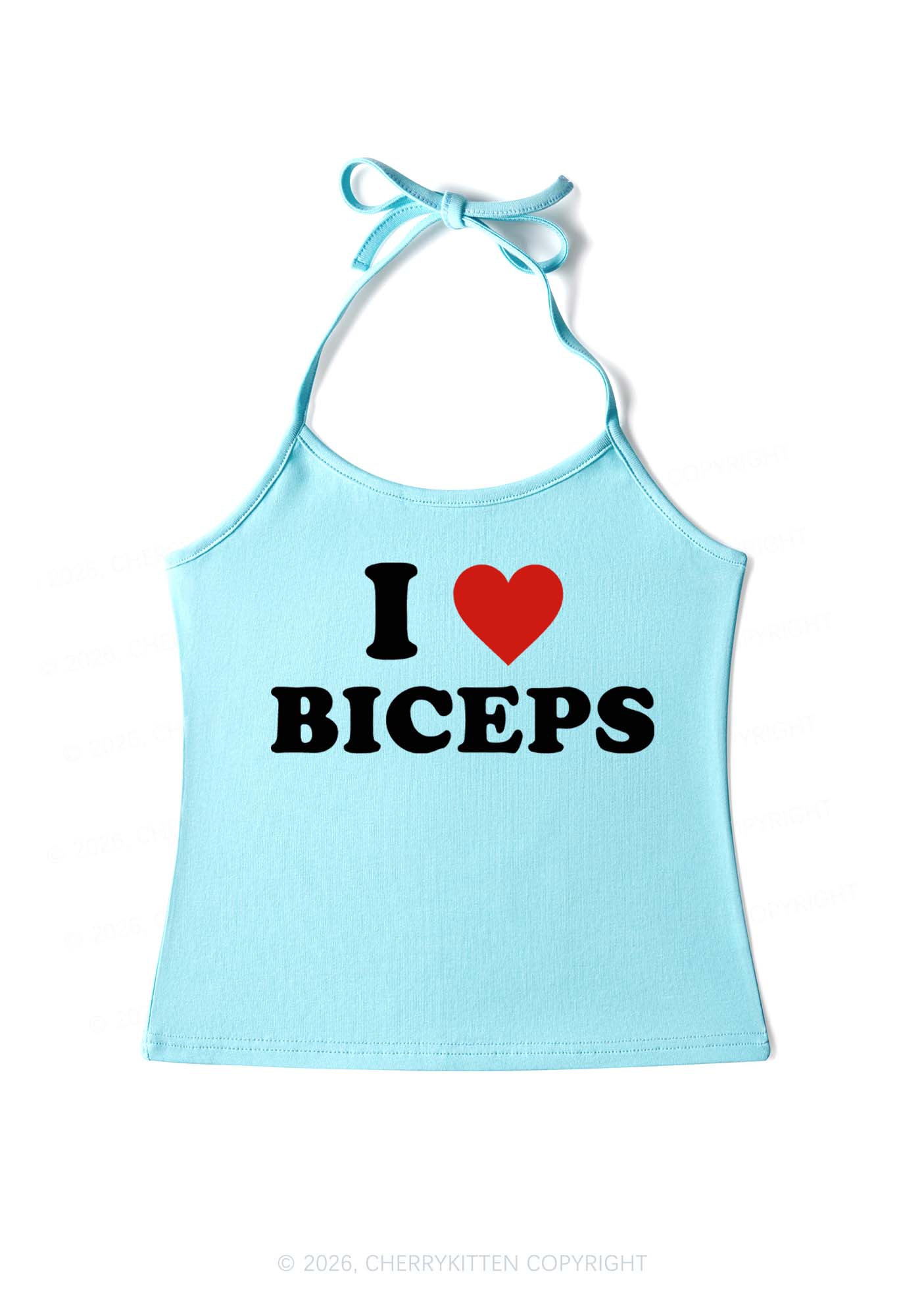 I Love Biceps Y2K Halter Neck Cami Cherrykitten