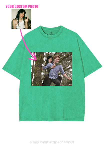 Custom Face Y2K Shirts Washed Tee Cherrykitten