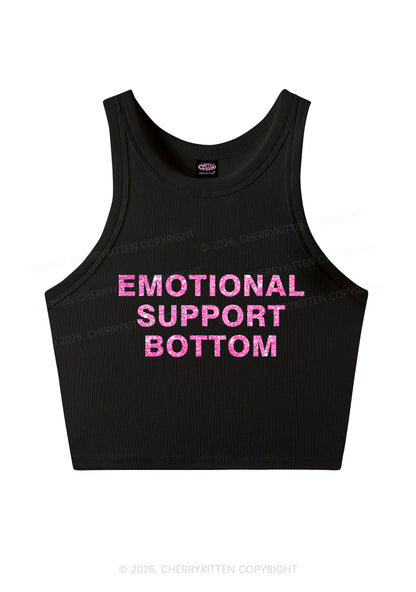 Glitter Emotional Support Bottom Pride Y2K Crop Tank Top Cherrykitten
