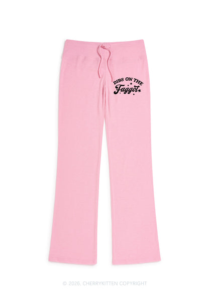 Dibs On The Faggot Pride Y2K Low Rise Drawstring Flare Pants Cherrykitten