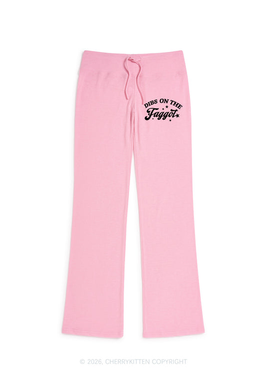 Dibs On The Faggot Pride Y2K Low Rise Drawstring Flare Pants Cherrykitten