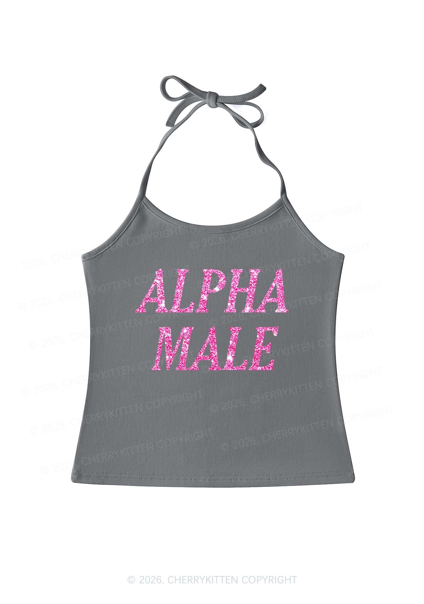 Glitter Alpha Male Y2K Halter Neck Cami Cherrykitten
