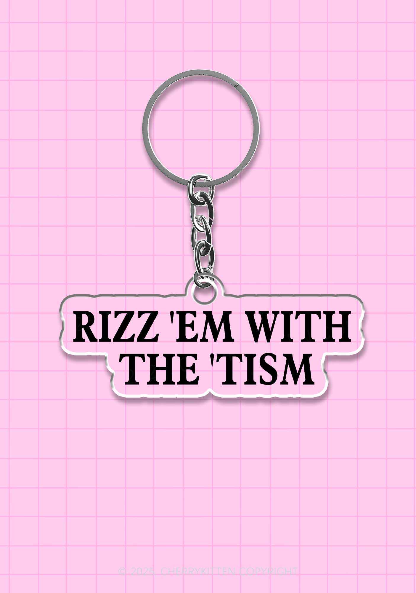 Rizz With Tism 1Pc Y2K Keychain Cherrykitten