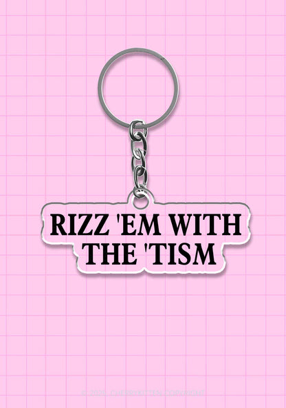 Rizz With Tism 1Pc Y2K Keychain Cherrykitten
