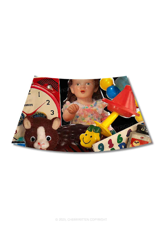 Nostalgic Childhood Y2K Print Mini Skirt Cherrykitten