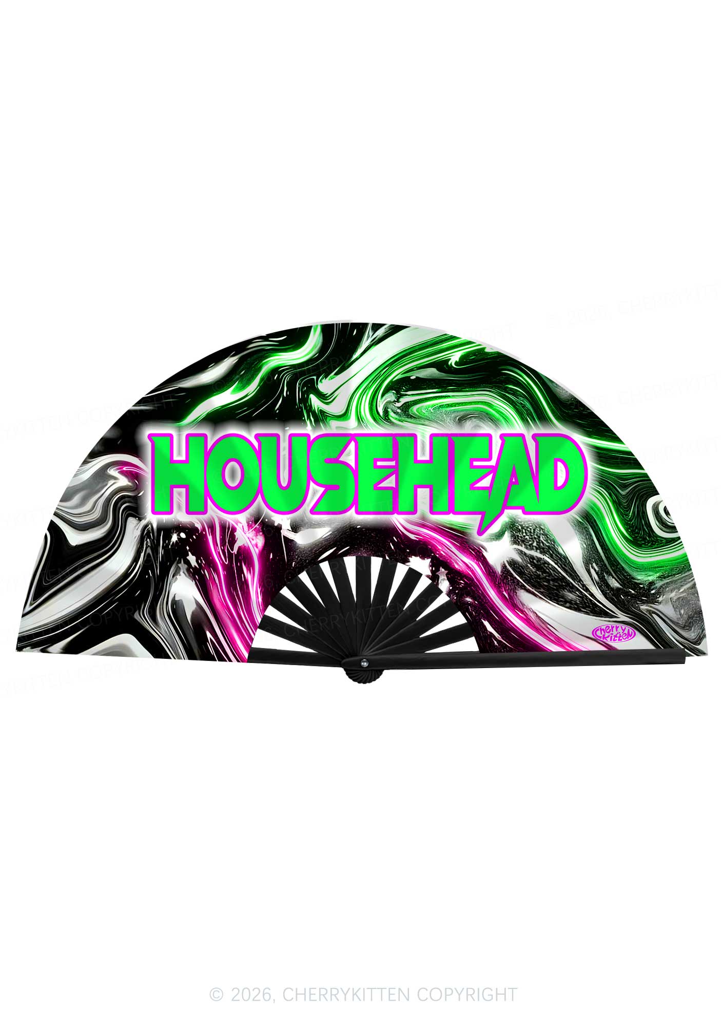 Liquid Wave Househead Y2K Rave Hand Fan Cherrykitten
