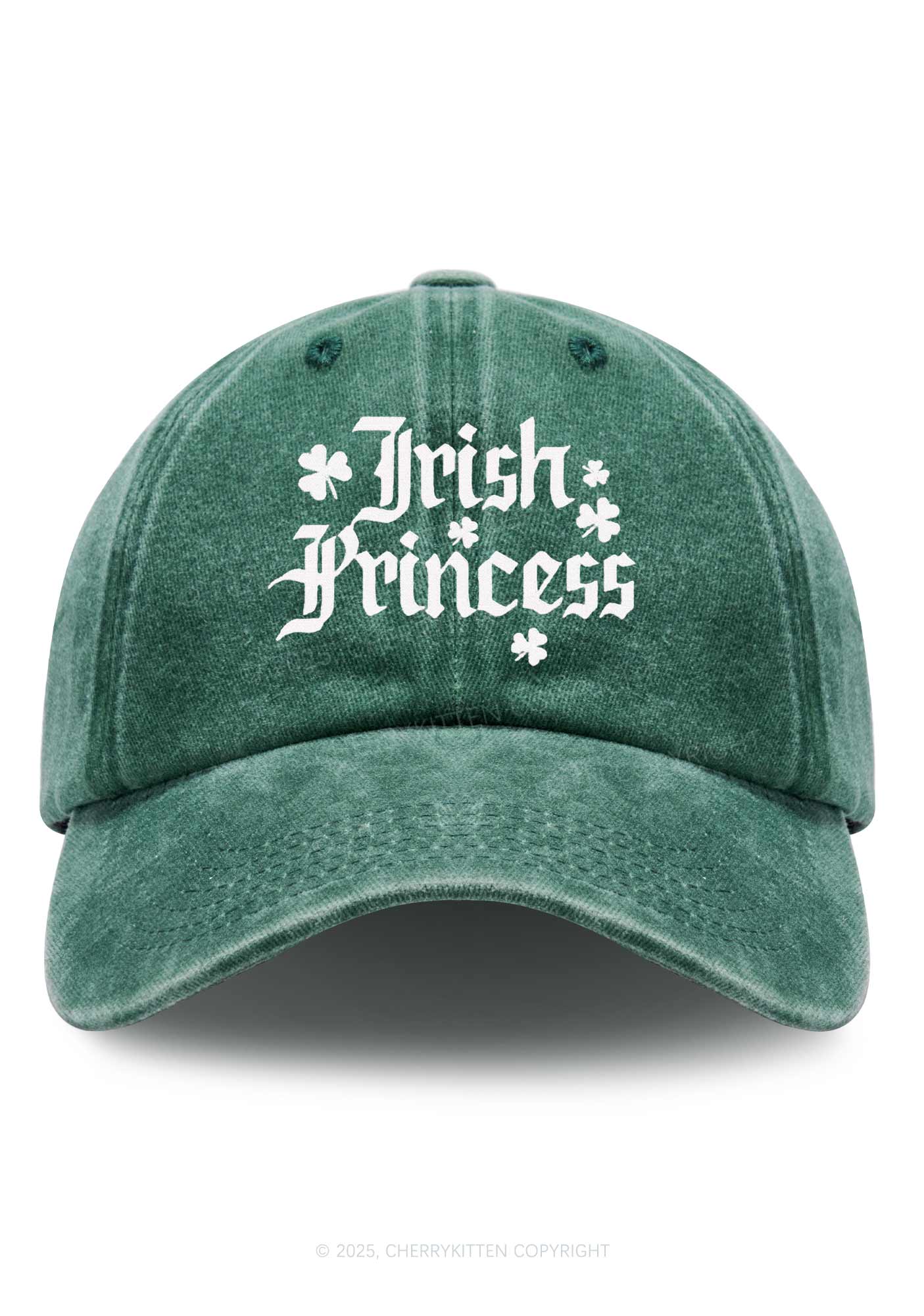 Embroidered Irish Princess St Patricks Y2K Washed Baseball Cap Cherrykitten