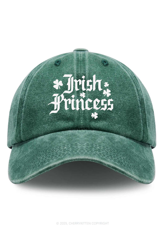 Embroidered Irish Princess St Patricks Y2K Washed Baseball Cap Cherrykitten