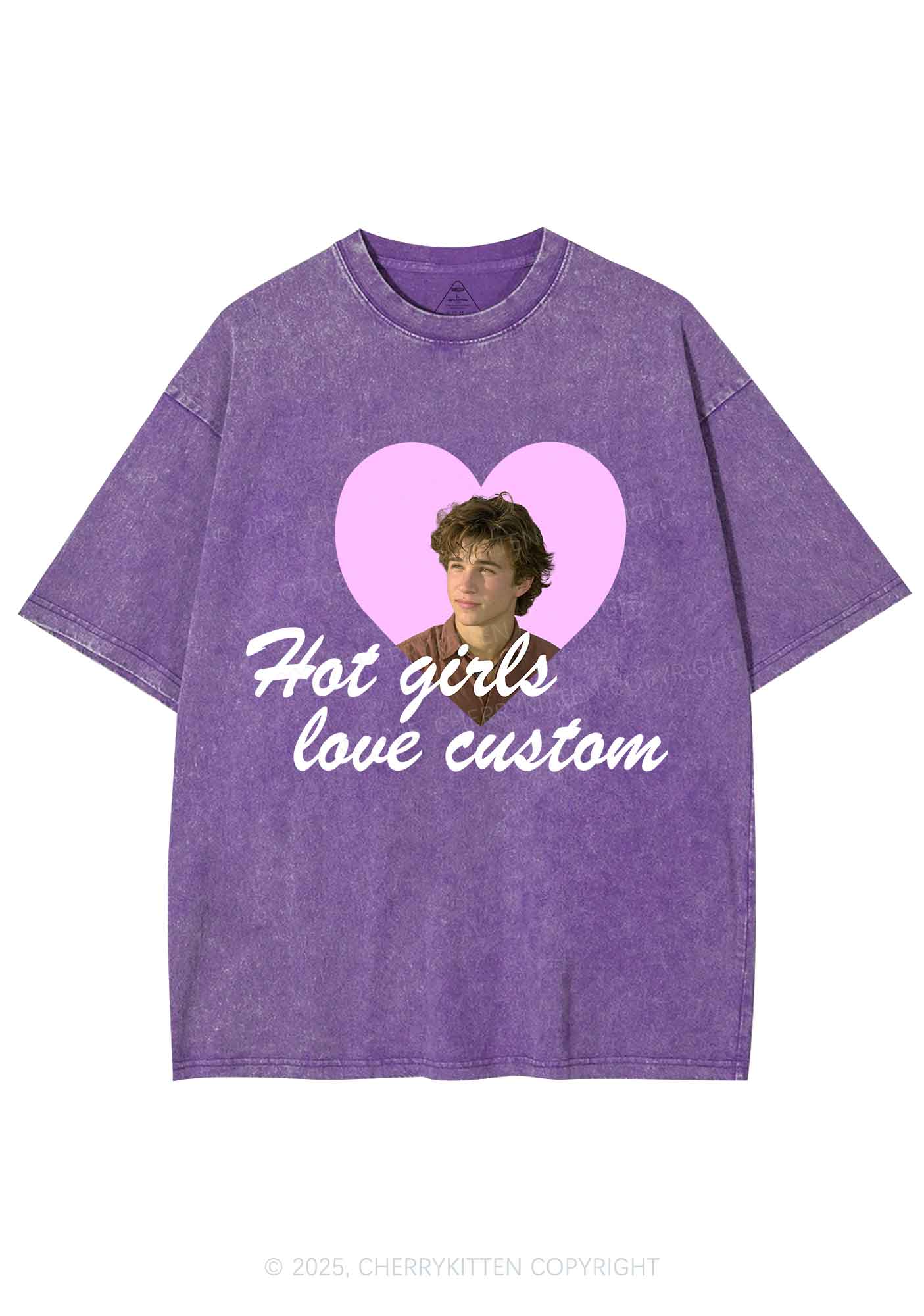 Hot Girl Custom Love Y2K Shirts Washed Tee Cherrykitten