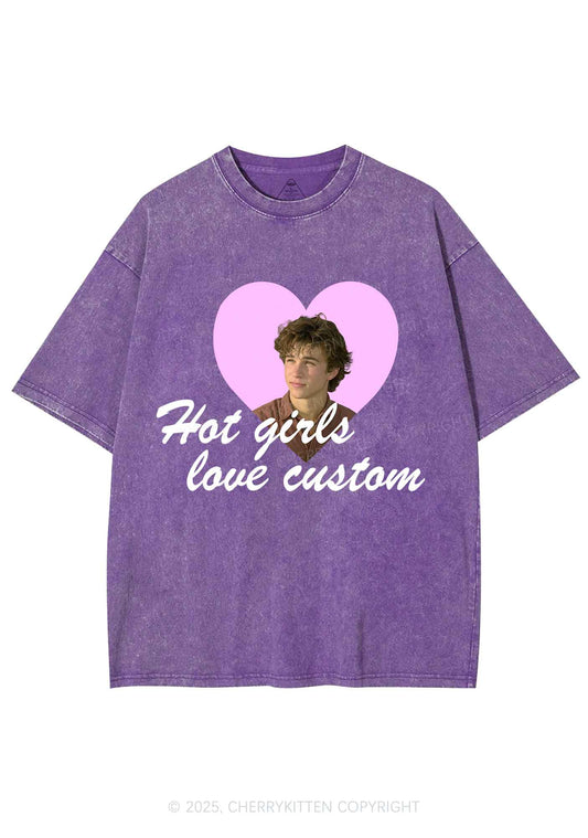 Hot Girl Custom Love Y2K Shirts Washed Tee Cherrykitten