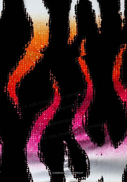 Lesbian Flame Pride Y2K Print Gym Shorts Cherrykitten