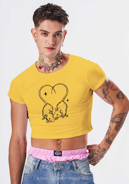 Two Rats Heart Tail Y2K Baby Tee Cherrykitten