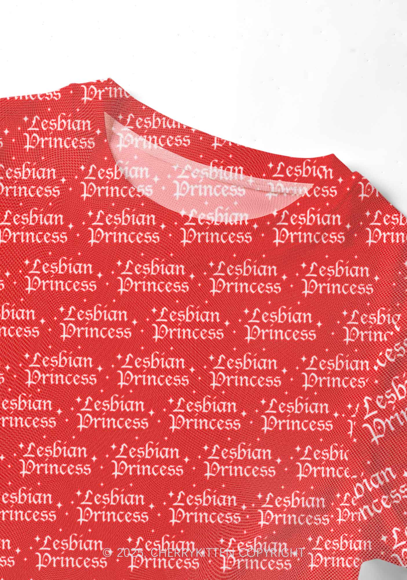 Lesbian Princess Pride Y2K Mesh Crop Top Cherrykitten