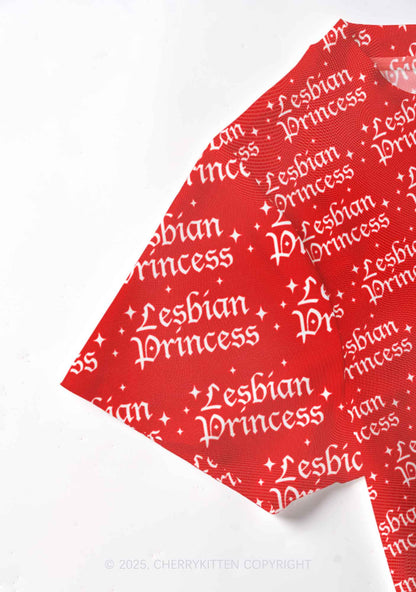 Lesbian Princess Pride Y2K Mesh Crop Top Cherrykitten