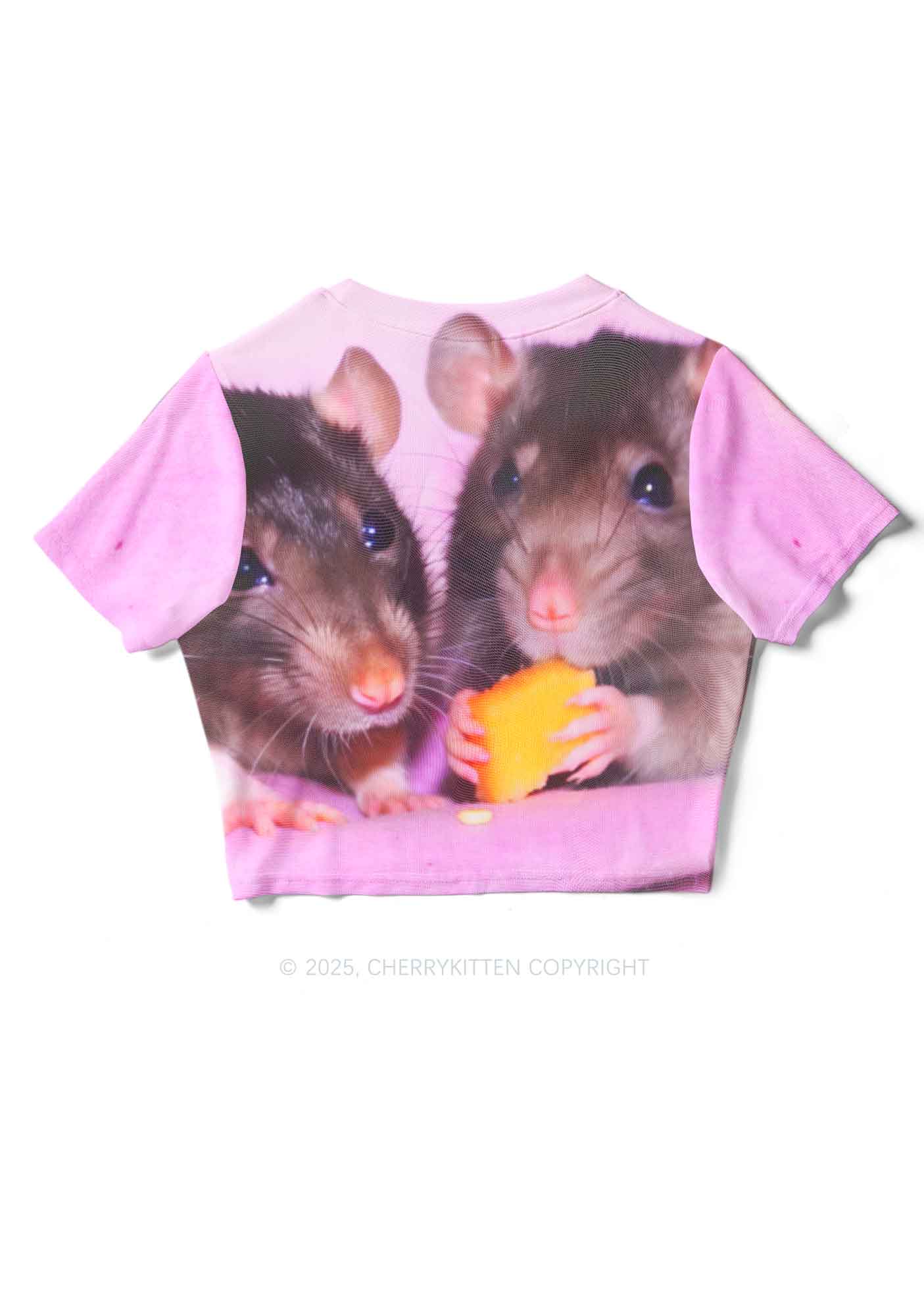 Cheese Rat Y2K Mesh Crop Top Cherrykitten