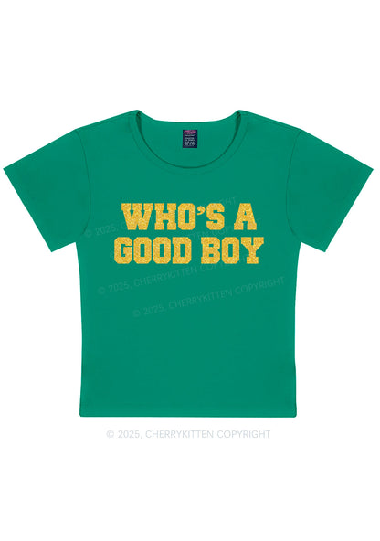 Glitter Whos A Good Boy Y2K Baby Tee Cherrykitten