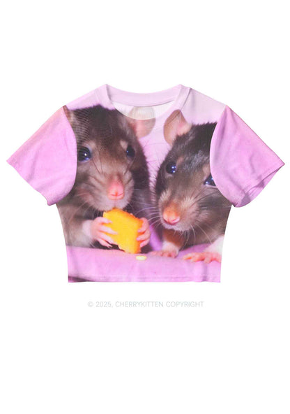 Cheese Rat Y2K Mesh Crop Top Cherrykitten