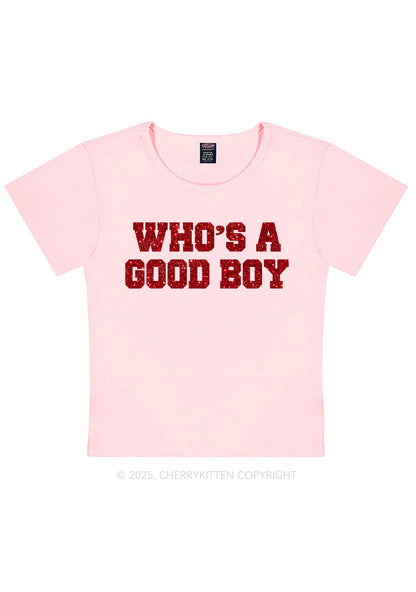 Glitter Whos A Good Boy Y2K Baby Tee Cherrykitten