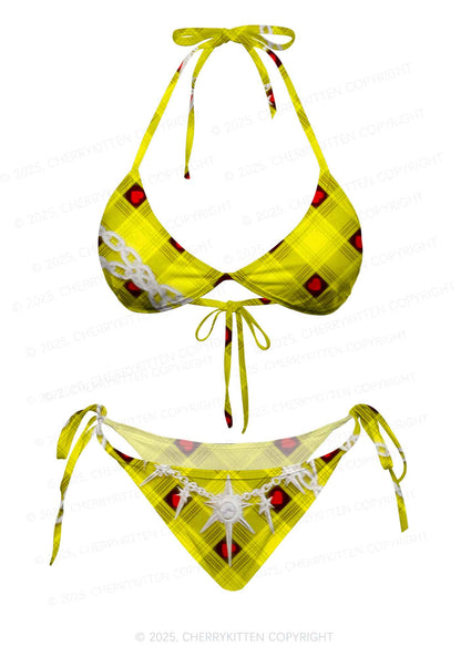 Star Chain and Hearts Y2K Print Bikini Set Cherrykitten