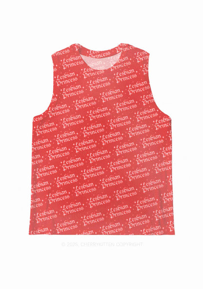 Lesbian Princess Pride Y2K Mesh Muscle Tank Cherrykitten
