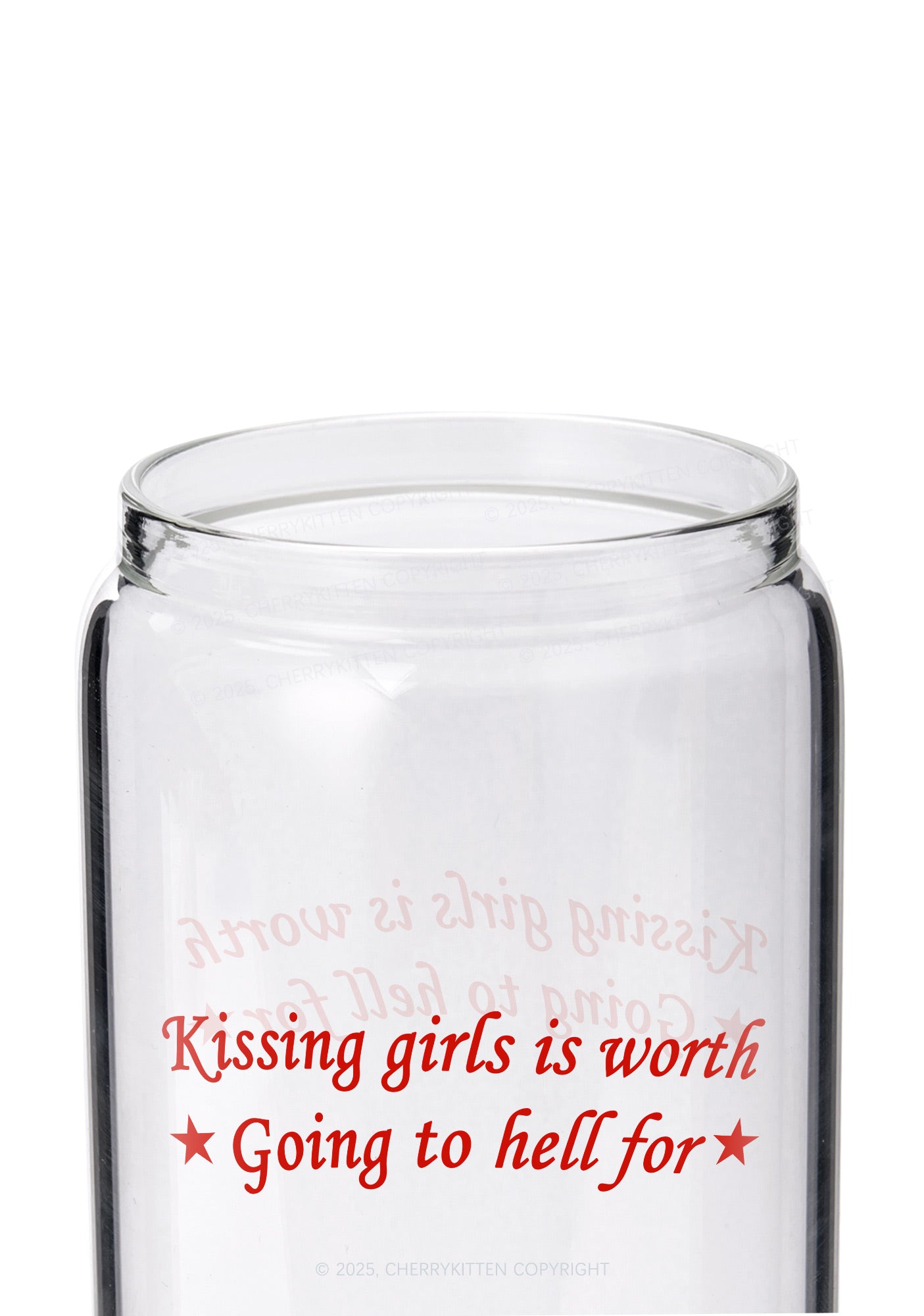 Kissing Girls is Worth Pride Y2K Printed Glass Cup Cherrykitten