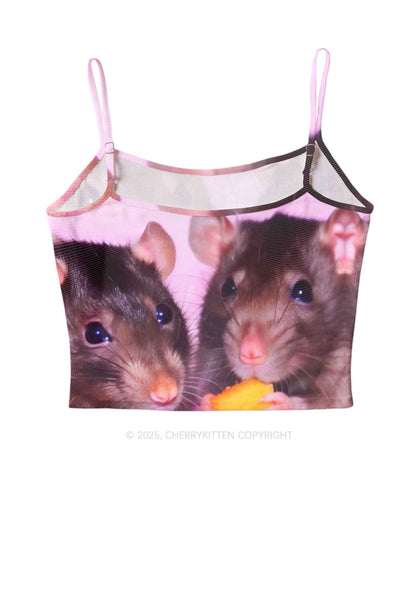 Cheese Rat Y2K Mesh Cami Tank Cherrykitten